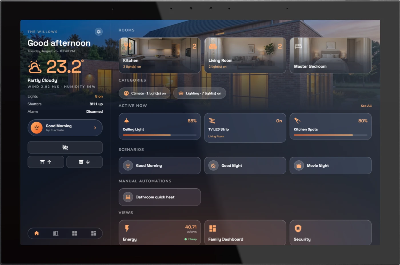 HyperVisu KNX visualisation running on a tablet