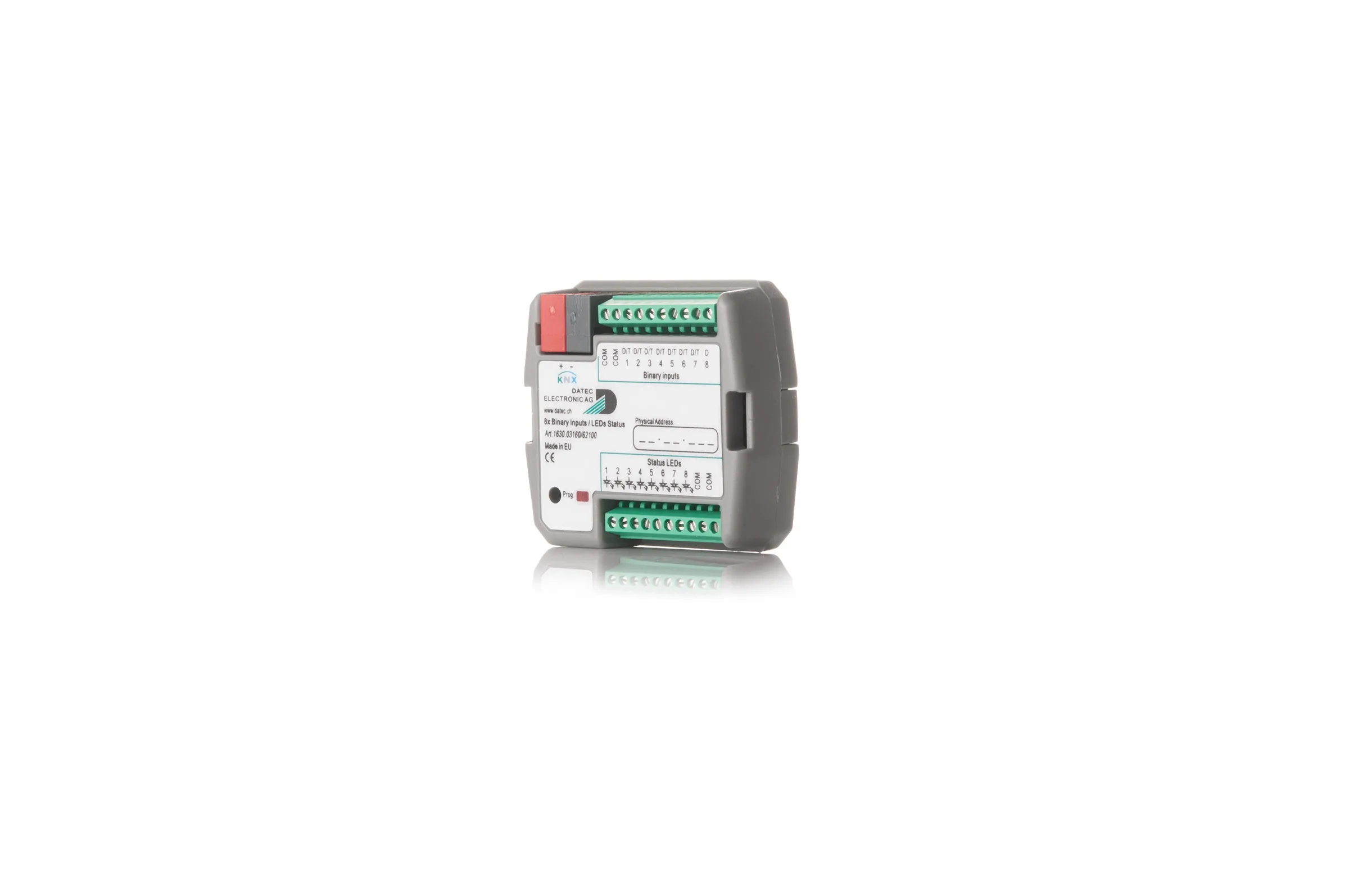 Entrada binaria KNX empotrable DATEC 1630.03160/62100 de 8 canales con salidas LED de estado