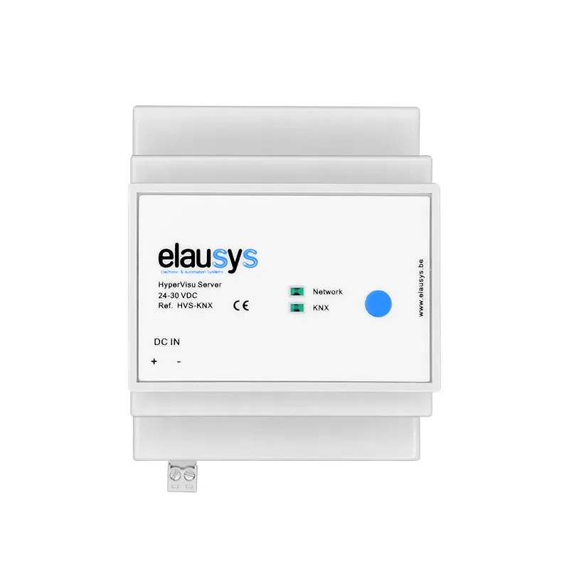 HVS-KNX HyperVisu server in its DIN-rail enclosure